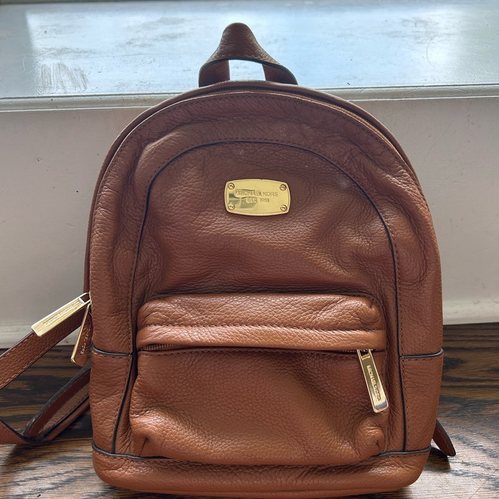 Michael Kors Brown Leather Backpack with Classic Design